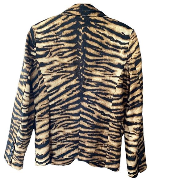 Chico’s 0=S/4 Black Leopard Print Button Front Lapel Button Cuff Career Blazer - Picture 2 of 7